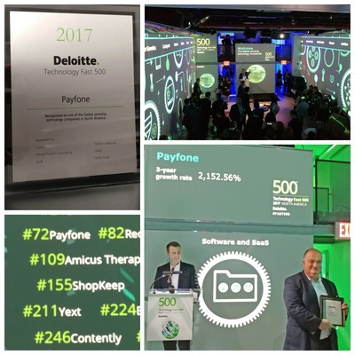 Payfone's Chief Financial Officer, Tom FitzSimmons, accepts the Deloitte Fast 500 award on behalf of Payfone.