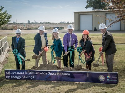 Selma-Kingsburg-Fowler County Sanitation District Leadership break ground on the new 2.4MW solar and 500 kW/1,000 kWh energy storage system during a project kick-off event on Wednesday, November 8, 2017. The large-scale program is being designed and implemented by ENGIE North America companies OpTerra Energy Services and Green Charge, with completion expected in summer 2018.