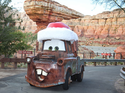 NEW HOLIDAY TRANSFORMATIONS IN CARS LAND (ANAHEIM, Calif.) - From Nov. 10, 2017 through Jan. 7, 2018, Cars Land is adorned with special holiday décor at Disney California Adventure Park. Two attractions put the magic in overdrive as they transform for the first time this holiday to Mater’s Jingle Jamboree and Luigi’s Joy to the Whirl. Mater and Luigi add even more cheer to the seasonal fun by singing new holiday tunes for the occasion. (Paul Hiffmeyer/Disneyland Resort)