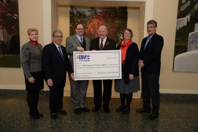 Pictured (L to R) is BVL Executive Director Mary Harrar and Board Chairman John LaSpina with Board Members Karl Kielich, Wally Hall, Karen Jost and Glenn Carano, holding a facsimile check in the amount of $1,069,779.75, representing the money raised this year by BVL for veterans' recreation therapy programs.