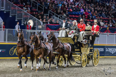Mr. and Mrs. Harvey Waller of Stockbridge, MA, won the Green Meadows Four-In-Hand Coaching Appointments class for the second year in a row on Friday, November 10, at the Royal Horse Show in Toronto, ON. Photo by Ben Radvanyi Photography (CNW Group/Royal Agricultural Winter Fair)