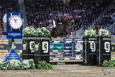 Hardin Towell of the United States conquered the $87,000 GroupBy Big Ben Challenge in front of a sold-out crowd on Saturday, November 11, riding Lucifer V for owner Evergate Stables, LLC, to close out international show jumping competition at the Royal Horse Show in Toronto, ON. Photo by Ben Radvanyi Photography (CNW Group/Royal Agricultural Winter Fair)