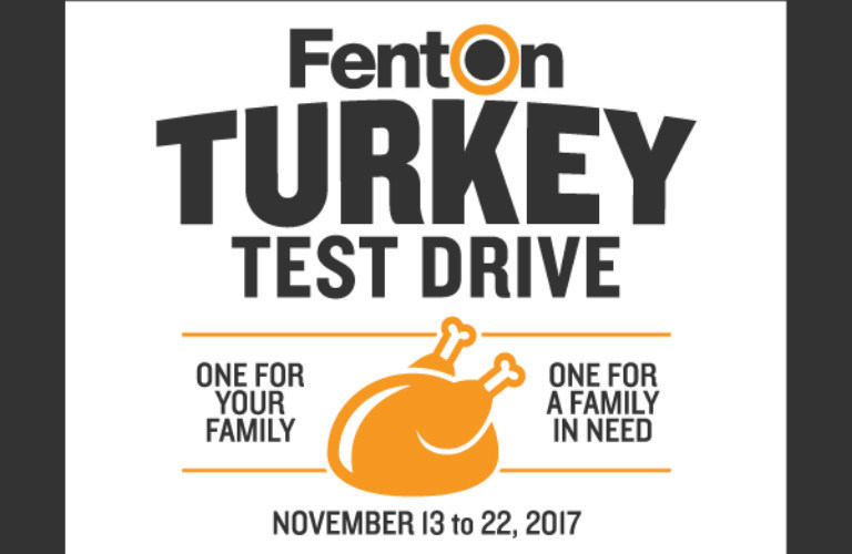 Flyer for the Turkey Test Drive event happening at Fenton Nissan of Tiffany Springs