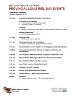 Agenda for Provincial Louis Riel Day Ceremony at Queen's Park (CNW Group/Métis Nation of Ontario)