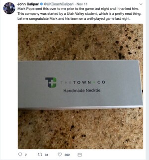 Town Suit Tie Gifted to Legendary University of Kentucky Basketball Coach John Calipari