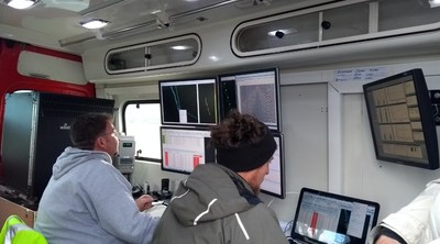 Photo 3: Real time data processing and quality control on the road in County Clare. (CNW Group/Hannan Metals Ltd.)