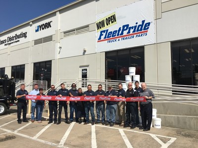 Members of FleetPride field management and branch staff officially open the new branch at 14900 Hempstead Road, Suite 200, in Houston on October 12.