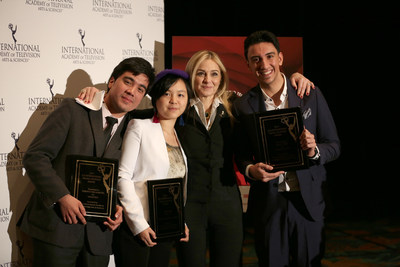 Credit - Noa Grayevsky: JCS International President Michal Grayevsky (second from right) celebrated with 2017 Young Creative Award Winners Roberto Pino Almeyda, Ewing Luo and Eisa Alhabib.