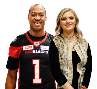 104th Grey Cup MVP and CP Has Heart Family member Henry Burris and Ottawa Heart Institute's ambassador Olivia Hiddema have been involved in promoting the #BeautifulHearts campaign since the beginning. (CNW Group/Canadian Pacific)