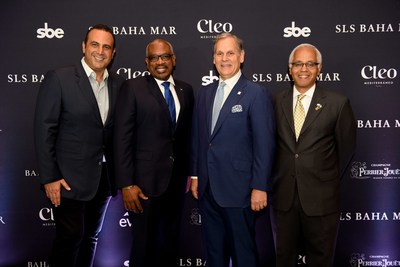 Left to Right: Sam Nazarian, Founder & CEO of sbe; Honorable Dr. Hubert Minnis, Prime Minister of the Commonwealth of the Bahamas; Graeme Davis, President of Baha Mar; Bahamas Tourism and Aviation Minister Hon. Dionisio D'Aguilar