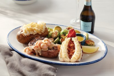 During Ultimate Surf & Turftm, Red Lobster guests can enjoy its NEW! Lobster and Seafood Topped Steak ? a perfect pairing of steamed Maine lobster tail and a choice of wood-grilled top sirloin, filet or New York strip topped with creamy langostino lobster.
