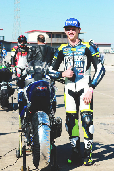 AGVSPORT Sponsored Rider Jay Newton wearing custom suit at MSR Houston. Photo taken after Jay set the new Ultra Lightweight Track record for a CMRA event that weekend. - PC Amanda Morgan.