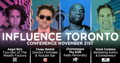 "InfluenceTO 2017" November 21 at Enercare Centre With Keynote Speakers Grant Cardone, Casey Neistat, Charlamagne tha God and Angel Rich (CNW Group/Influence Orbis)