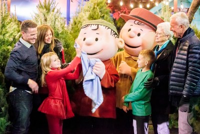 Meet the PEANUTS gang at Charlie Brown's Christmas Tree Lot during Carowinds' WinterFest immersive holiday experience.