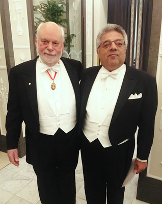 Sir Fraser Stoddart with Dr. Youssry Botros at the 2016 Nobel Prize presentation