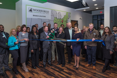 Woodforest National Bank leaders and guests celebrate the opening of Woodforest's new community center in Aurora, Illinois.