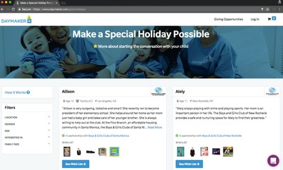 In just a few clicks, Daymaker.com will send wishlist gifts to tens of thousands of low-income children across the U.S.A.