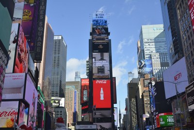 The advertising video of new generation of Changyu cabernet launched on New York Time Plaza (PRNewsfoto/Yantai Changyu Pioneer Wine Co.)