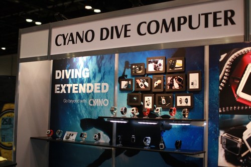 An innovative dive computer, CYANO’s, booth at DEMA SHOW 2017