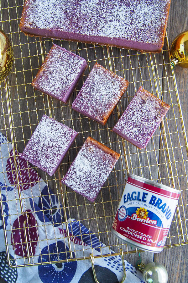 TV personality, cake designer and chef Greggy Soriano's Purple Yam Bars are made with ingredients including Eagle Brand® Sweetened Condensed Milk.