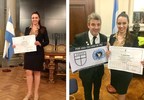 La Licenciada Nancy Clara, es reconocida por el Honorable Senado de la Nación Argentina, al recibir un diploma por su participación en el 2do. Congreso Mundial por la Paz