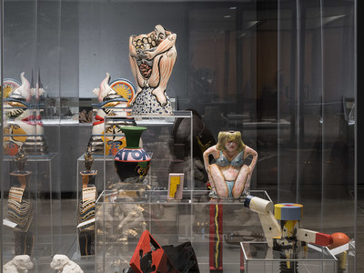 Installation view of "Funk To Punk: Left Coast Ceramics" at the Everson Museum of Art