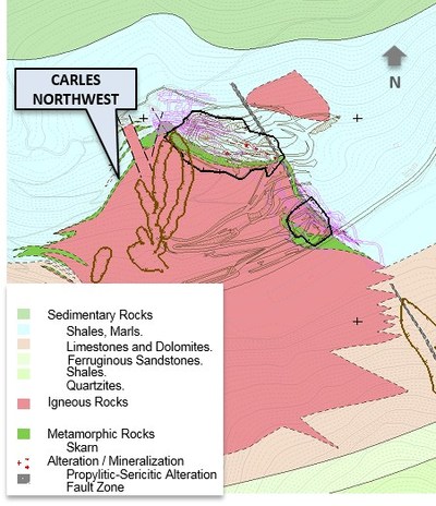 Figure 1: El Valle-Boinás and Carlés Maps Showing Location of BSO, EBX and CNW - Carlés Deposit (CNW Group/Orvana Minerals Corp.)