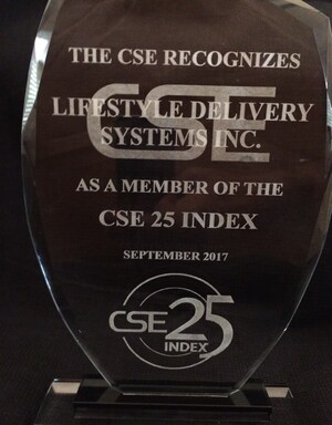 Lifestyle Delivery Systems Inc. Announces that on November 14th 2017, at the CSE Celebration, LDS was Recognized as a Member of the CSE 25 Index