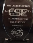Lifestyle Delivery Systems Inc. annonce qu'elle a été reconnue à titre de membre de l'indice CSE25 le 14 novembre 2017 lors d'une célébration organisée par la Bourse des valeurs canadiennes