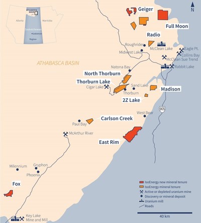 Figure 1 – IsoEnergy Existing and New Property Locations (CNW Group/IsoEnergy Ltd.)