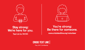 In entertainment capital, Crisis Text Line launches a new lifeline for those suffering from depression, suicidal thoughts and other crises