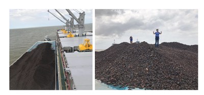 Pictures: Yuki Yamamoto – Sales Mananger checking the shipment at Belem Port, Brazil (CNW Group/Meridian Mining S.E.)