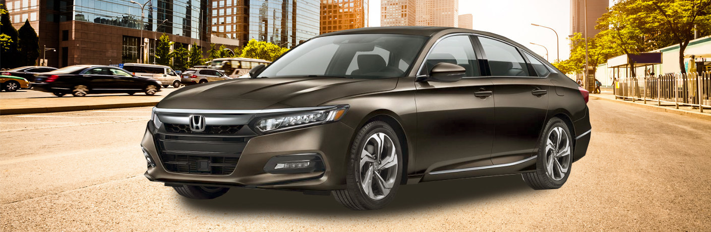 Front exterior image of a black 2018 Honda Accord Sedan.