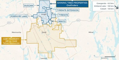 Orefinders Shining Tree Consolidation Map (CNW Group/Orefinders Resources Inc.)