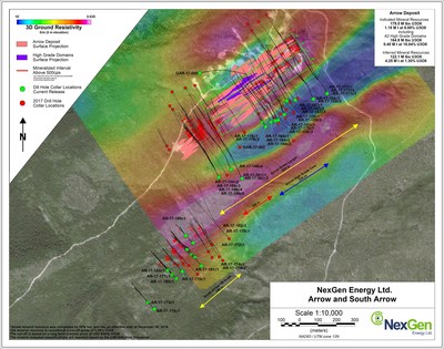 Figure 4: Arrow and South Arrow Drill Hole Locations (CNW Group/NexGen Energy Ltd.)
