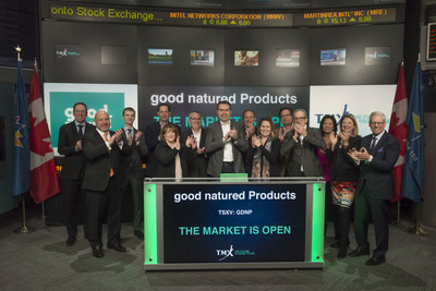 Paul Antoniadis, CEO & Board Director, good natured Products Inc. (GDNP), joined Eric Loree, Team Manager, Listed Issuer Services, TSX Venture Exchange, to open the market. good natured Products Inc. is a plant-based products and packaging company. The company is engaged in design, production and distribution of bioplastics for use in packaging and durable product applications. good natured Products Inc. commenced trading on TSX Venture Exchange on March 31, 2015. (CNW Group/TMX Group Limited)