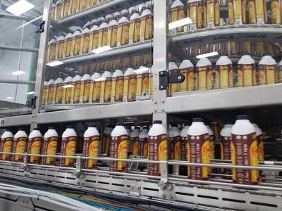 Kahlua Coffee Creamer, the first U.S. product in Tetra Evero, rolls off the line at Gossner Foods in Logan, UT.