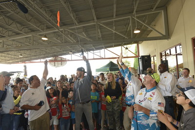 2017 World Series Champion and Houston Astros shortstop, Carlos Correa and fiancé, Daniella Rodriguez, in partnership with Vamos A Pescar, celebrate their #FirstCatch at fishing workshop in Katy, TX. (Credit: Anthony Rathbun, AP Newswire)