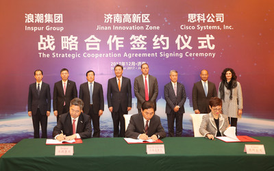 Jinan Innovation Zone, Inspur and Cisco signed the memorandum of strategic cooperation in Jinan, China.