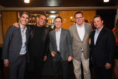 Cleo Third Street Preview Dinner // From Left: Daniel del Olmo,CEO of Disruptive Restaurant Group; Sam Nazarian, Founder & CEO of sbe; Ken Pressberg, owner of the Orlando Hotel; Michele Caniato, Chief Brand Officer at sbe; Scott Kleckner, Senior Vice President of Restaurant Operations at sbe
