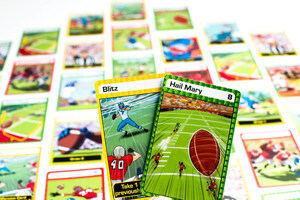 Female Football Champion Scores Touchdown with Card Game