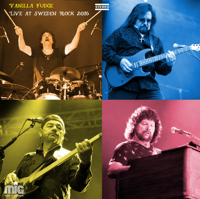 VANILLA FUDGE release the CD/DVD of LIVE AT SWEDEN ROCKS - THE 50th ANNIVERSARY. Available December 8th on MIG Records and distributed by MVD, LIVE AT SWEDEN ROCK presents the band in its rawest and most honest setting. The album features powerful psychedelic re-workings of classic songs from The Doors, Donovan and Led Zeppelin, along with a distinctive musical take on the Motown and R&B classics, “Shotgun” 