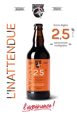 Brasseurs du Monde lance l'Inattendue, une bière extra-légère bien goûteuse à 2.5 % d'alcool !