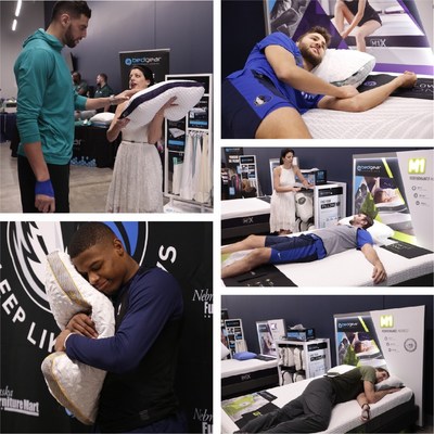 Dallas Mavericks being fit for their BEDGEAR sleep system