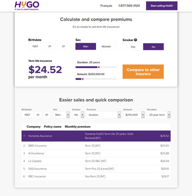 15 seconds to create and compare: Humania Assurance launches a new web application that allows you to create and compare a HuGO term life insurance quote (CNW Group/Humania Assurance)