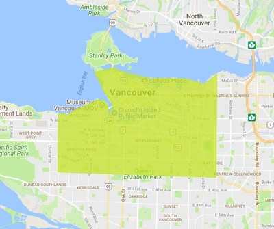 UberEATS Vancouver Service Area (CNW Group/Uber Canada Inc.)