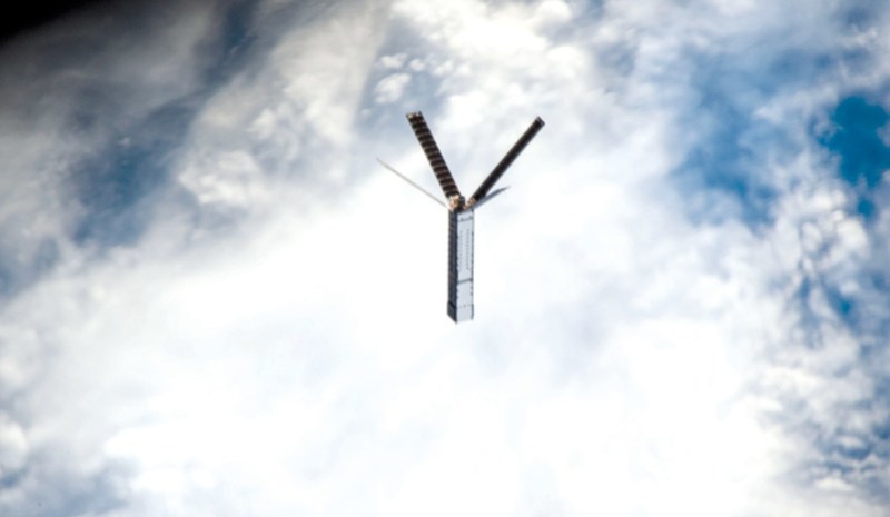 ALTAIR(TM) Pathfinder successfully deploying its solar arrays just after deploying from the NanoRacks CubeSat Deployer on the International Space Station. Photo Courtesy of NanoRacks and NASA.