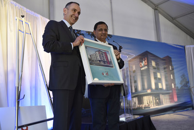 Elie Maalouf, CEO, The Americas, IHG, and Champion Hotels CEO, Champ Patel, celebrate the first groundbreaking of avid hotels in Oklahoma City, OK.