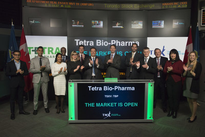Bernard Fortier, CEO, Tetra Bio-Pharma Inc. (TBP), joined Tim Babcock, Director, Listed Issuer Services, TSX Venture Exchange, to open the market. Tetra Bio-Pharma biopharmaceutical company that is engaged in the development of Bio Pharmaceuticals and Natural Health Products containing Cannabis and other medicinal plant based elements. Tetra Bio-Pharma Inc. commenced trading on TSX Venture Exchange on August 16, 2017. (CNW Group/TMX Group Limited)
