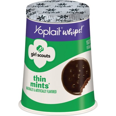 Yoplait introduces Girl Scout Cookie-inspired yogurt including Yoplait Whips! Girl Scouts Thin Mints yogurt.